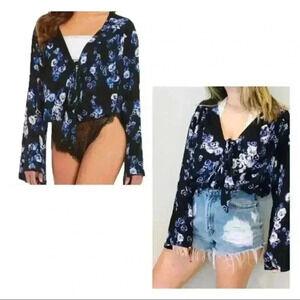 Free People Forties Feel Bodysuit long sleeve Black Combo